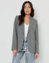 Load image into Gallery viewer, Women's Grey Pinstripe Lined Blazer
