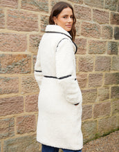 Load image into Gallery viewer, Women's Ecru Longline Fleece Borg Toggle Coat
