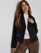 Load image into Gallery viewer, Women's Black Double Breasted Cropped Trench Coat
