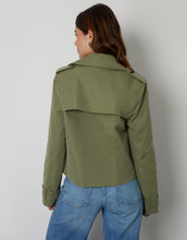 Load image into Gallery viewer, Women's Khaki Double Breasted Cropped Trench Coat
