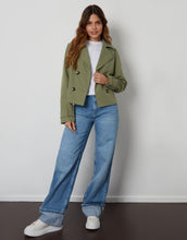 Load image into Gallery viewer, Women's Khaki Double Breasted Cropped Trench Coat
