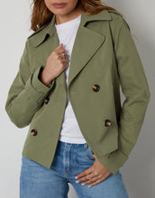 Load image into Gallery viewer, Women's Khaki Double Breasted Cropped Trench Coat
