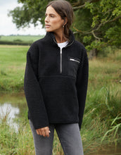 Load image into Gallery viewer, Women's Black Half Zip Borg Fleece
