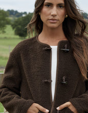 Load image into Gallery viewer, Women's Chocolate Fleece Borg Toggle Jacket
