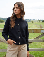 Load image into Gallery viewer, Women's Black Button Up Knitted Cardigan
