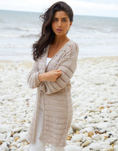 Load image into Gallery viewer, Women's Stone Longline Crochet Cardigan
