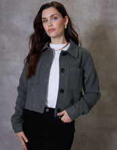 Load image into Gallery viewer, Women's Charcoal Cropped Brushed Shacket
