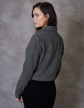 Load image into Gallery viewer, Women's Charcoal Cropped Brushed Shacket
