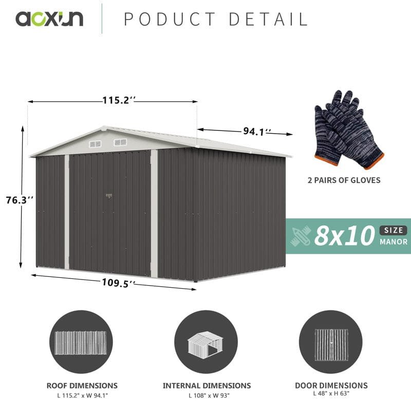 10 ft. W x 8 ft. D Storage Shed