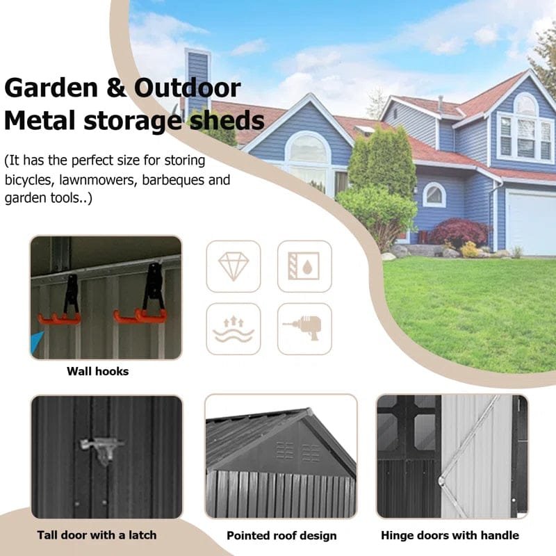 10ft x 8ft Garden Shelter with Window – Outdoor Metal Storage Shed