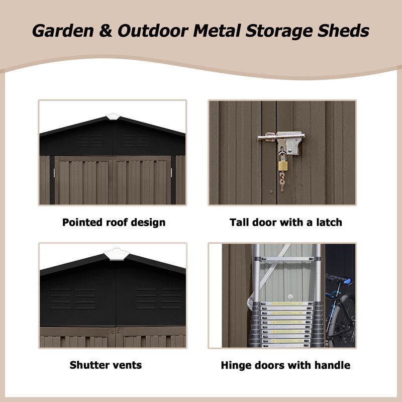10ftx8ft Outdoor Metal Storage Shed for Gardens