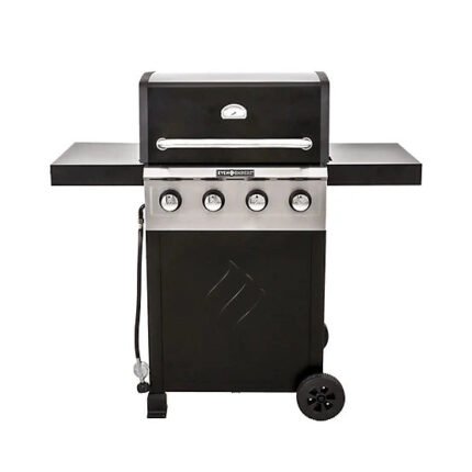 Even Embers 4-Burner Propane Gas Grill, 40,000 BTU, Silver/Black