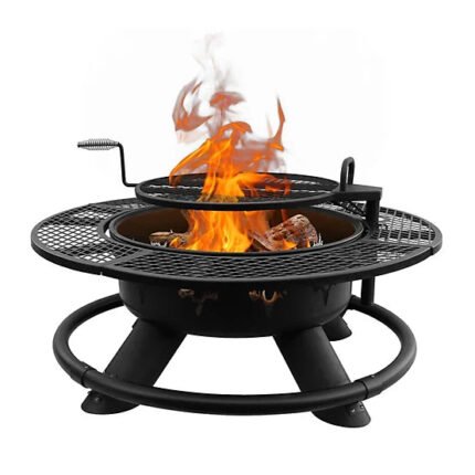 Red Mountain Valley 47 in. Wood-Burning Fire Pit with Adjustable BBQ Grate, Deer Head