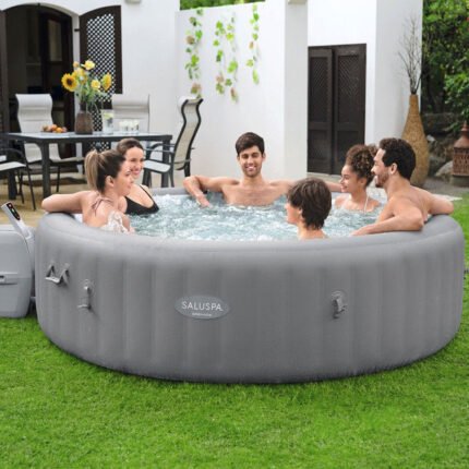 Bestway 8 - Person 190 - Jet Vinyl Round Inflatable Hot Tub in Gray