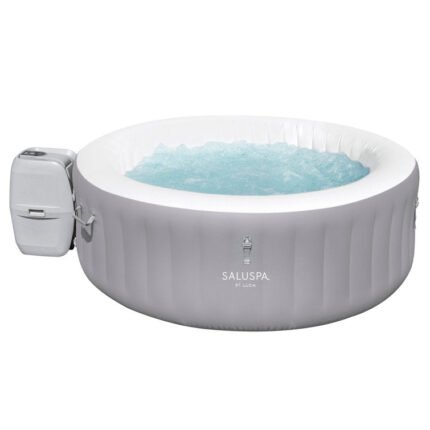 Bestway SaluSpa St. Lucia 3 Person Round Inflatable Outdoor Hot Tub Spa, Gray