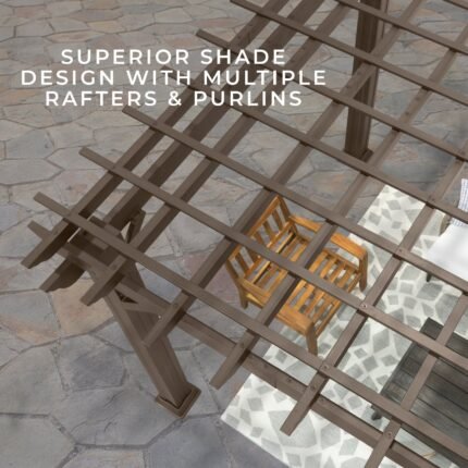 14×12 Ashford Traditional Steel Pergola With Sail Shade Soft Canopy