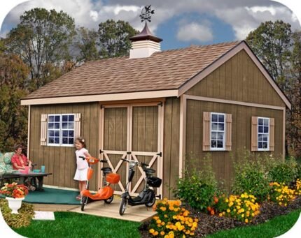 New Castle 16x12 Wood Storage Shed Kit - ALL Pre-Cut