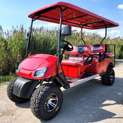 6 Passenger WildCat 48v Electric Golf Cart Limo LSV Low Speed Vehicle Six Seater - 48v - Red - BD600